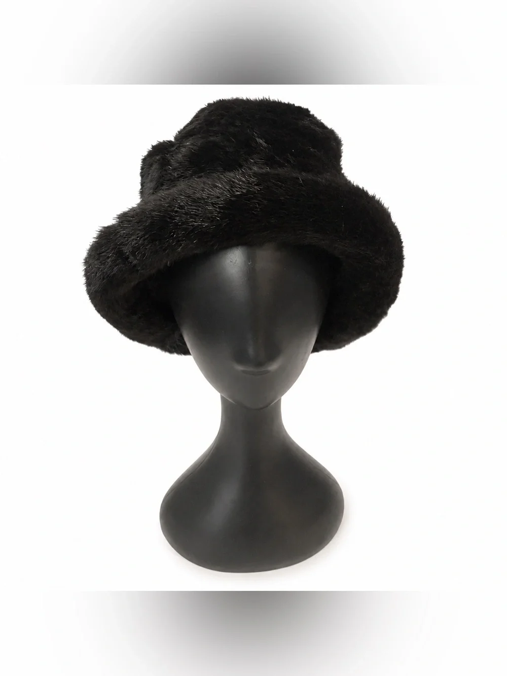 Vintage Black Faux Fur Bucket Hat